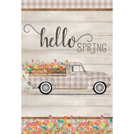 MAGNOLIA GARDEN FLAGS 13 x 18 in. Hello Spring Truck Polyester Garden Flag MA85699